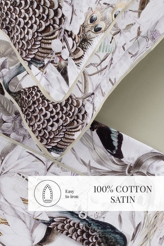 Parure de draps en satin de coton 80 fils/cm² Jardin orné - Vert clair et blanc