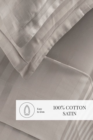 Parure de draps en satin de coton 80 fils/cm² Dobby - Taupe