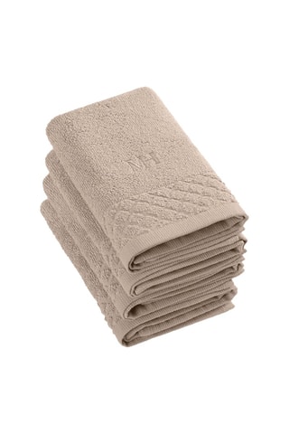 4 serviettes invité Eden - Taupe - 30 x 30 cm