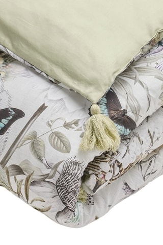 Edredon en satin de coton 80 fils/cm² Jardin orné - Vert clair et blanc