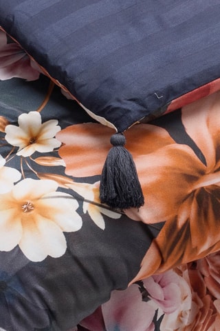 Edredon en satin de coton 80 fils/cm² Fleur de miel - Bleu marine et beige