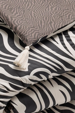 Edredon en satin de coton 80 fils/cm² Rêves zébrés - Noir et beige