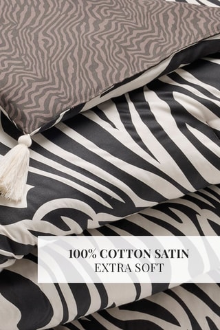 Edredon en satin de coton 80 fils/cm² Rêves zébrés - Noir et beige