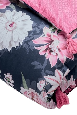 Edredon en satin de coton 80 fils/cm² Eclat nocturne - Bleu foncé et rose