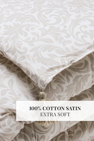 Edredon en satin de coton 80 fils/cm² Esprit Damas - Taupe et blanc