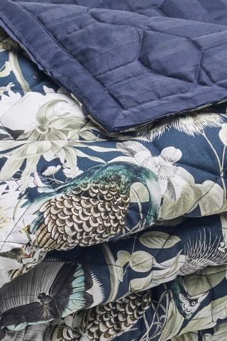 Couvre-lit en satin de coton 80 fils/cm²  Jardin orné - Bleu