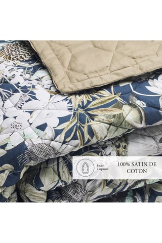 Couvre-lit en satin de coton 80 fils/cm²  Jardin orné - Bleu