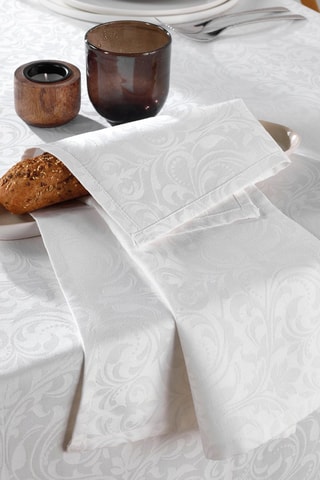 4 serviettes tissées Jacquard Baroque - Blanc