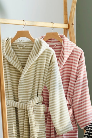 Peignoir en velours à capuche Baléares Rose