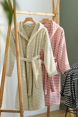 Peignoir en velours à capuche Baléares Rose