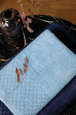 2 serviettes de toilette Eden - Bleu foncé - 50 x 100 cm