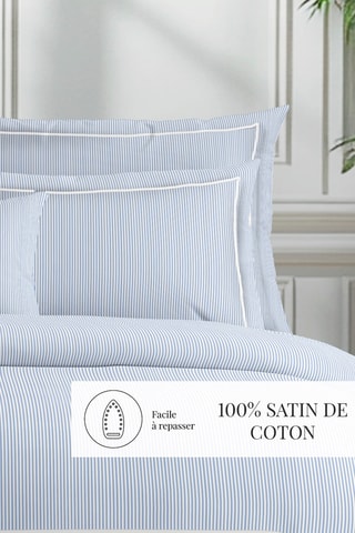 Parure de couette en percale de coton 80 fils/cm² Dauphine - Ciel