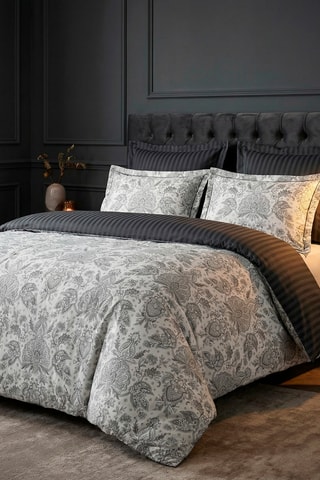 Parure de couette en satin de coton 80 fils/cm² Fleur de prestige - Beige