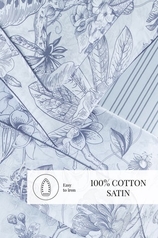 Parure de draps en satin de coton 80 fils/cm² Fleurs esquissées -Blanc