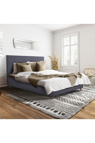 Letto contenitore Mala in tessuto grigio con rete e testiera 160x200cm