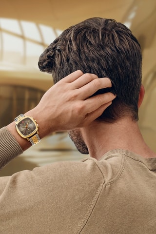 Orologio al quarzo in acciaio inossidabile - Cronografo - Dorato e grigio