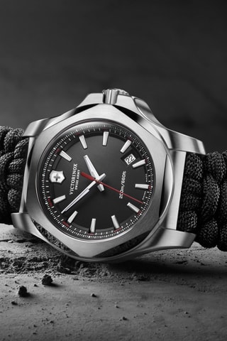 Orologio al quarzo in nylon -  Nero e argentato