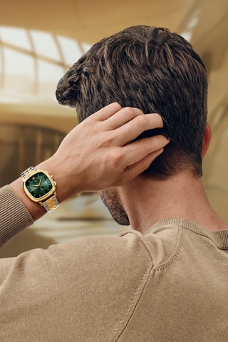 Orologio al quarzo in acciaio inossidabile - Cronografo - Argentato, dorato e verde