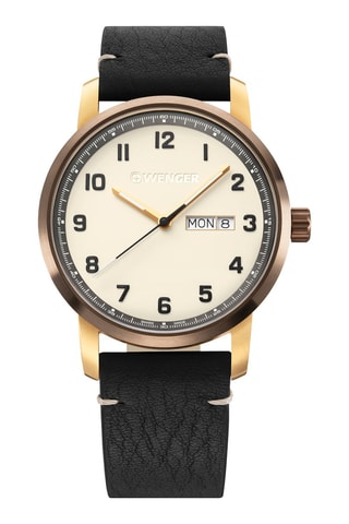 Orologio al quarzo in pelle - Nero e dorato