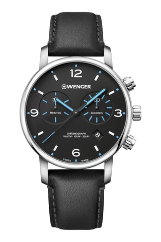 Orologio al quarzo in pelle Urban Metropolitan - Cronografo - Nero e argentato