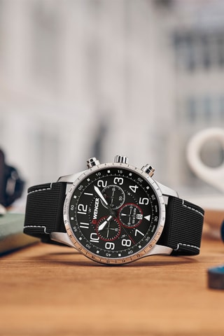 Orologio al quarzo in acciaio Attitude - Cronografo - Nero e argentato