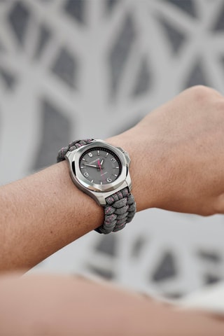 Orologio al quarzo in nylon -  Grigio e argentato