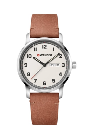 Orologio al quarzo in pelle Attitude - Marrone e argentato