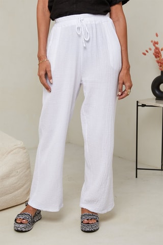 Pantaloni a vita alta - Bianco