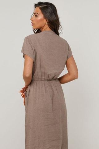 Abito a camicia in lino - Grigio