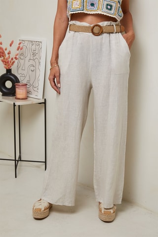 Pantaloni a vita alta - Beige