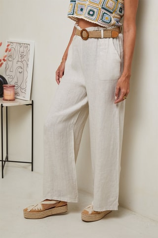 Pantaloni a vita alta - Beige