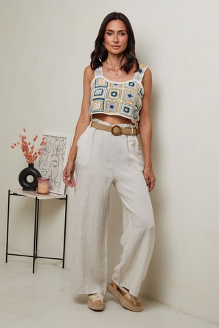 Pantaloni a vita alta - Beige