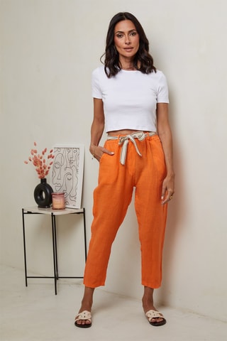 Pantaloni 7/8 a vita alta - Arancione