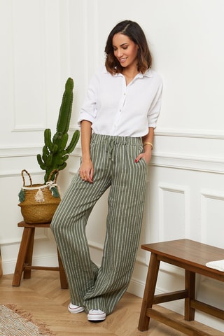 Pantaloni wide legs - Verde