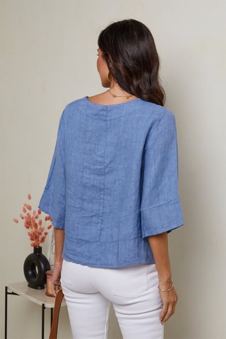 Blusa in lino - Blu