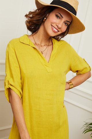 Abito a camicia corto - Giallo