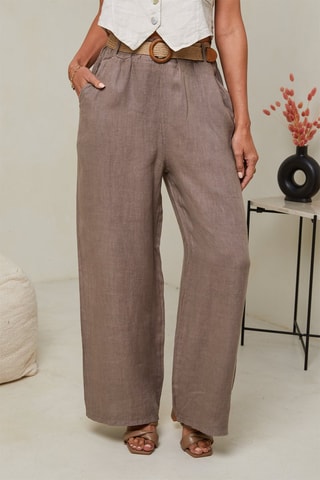 Pantaloni a vita alta - Marrone