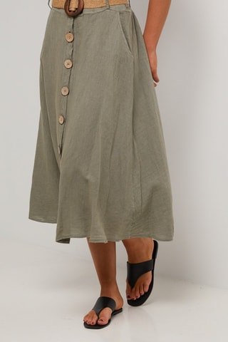 Gonna lunga in lino - Verde