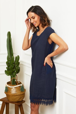 Robe droitecourte - Bleu