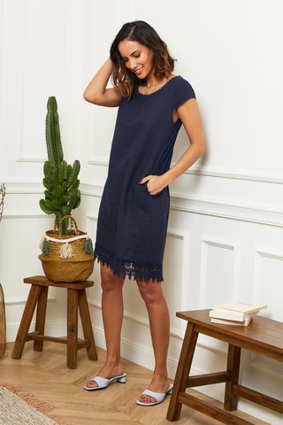 Robe droitecourte - Bleu
