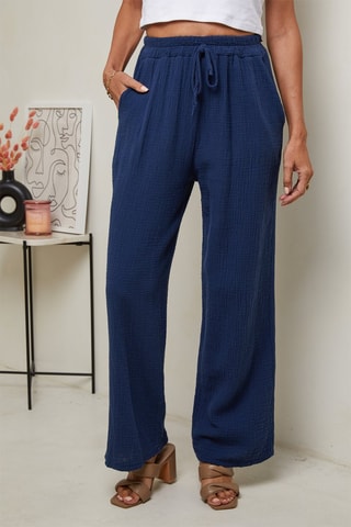 Pantaloni a vita alta - Blu