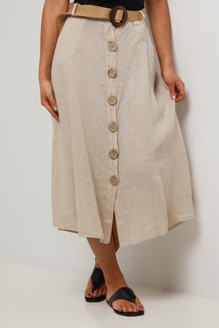 Gonna lunga in lino - Beige