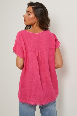 Top in lino - Rosa