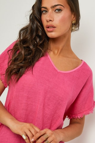 Top in lino - Rosa