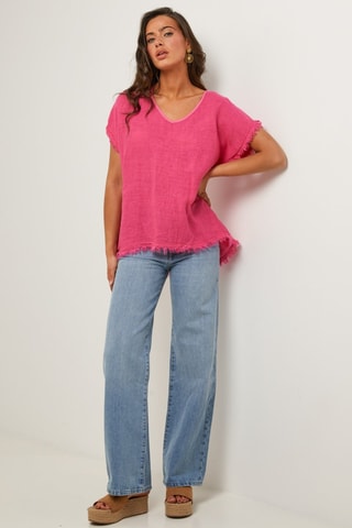 Top in lino - Rosa