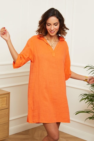 Abito a camicia corto - Arancione