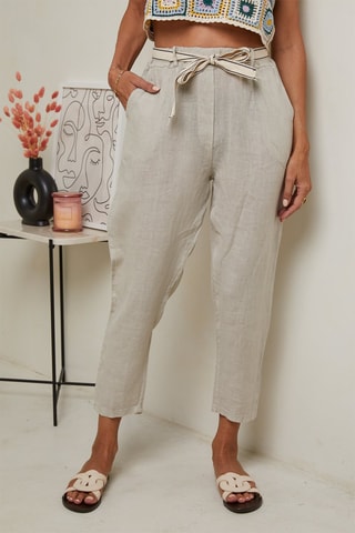 Pantaloni 7/8 a vita alta - Nero e beige