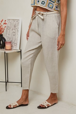 Pantaloni 7/8 a vita alta - Nero e beige