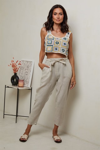 Pantaloni 7/8 a vita alta - Nero e beige