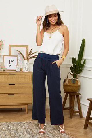 Pantaloni wide legs - Blu
